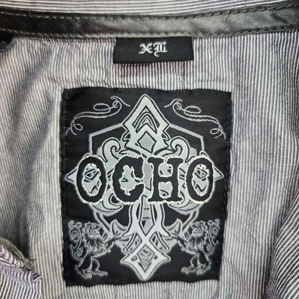Ocho Shirt Men XLARGE Button Up Black White Cotton Western Embroidery Cowboy Fal - Picture 14 of 16